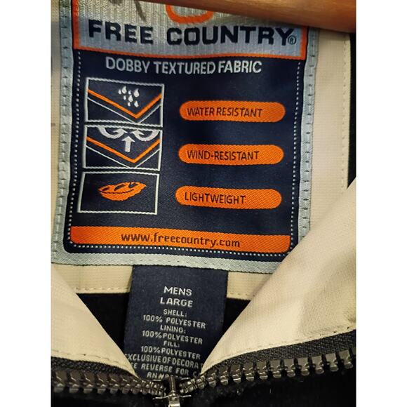 Men's Free Country Large All Weather Lightweight Hooded Jacket Khaki Black - Picture 2 of 13